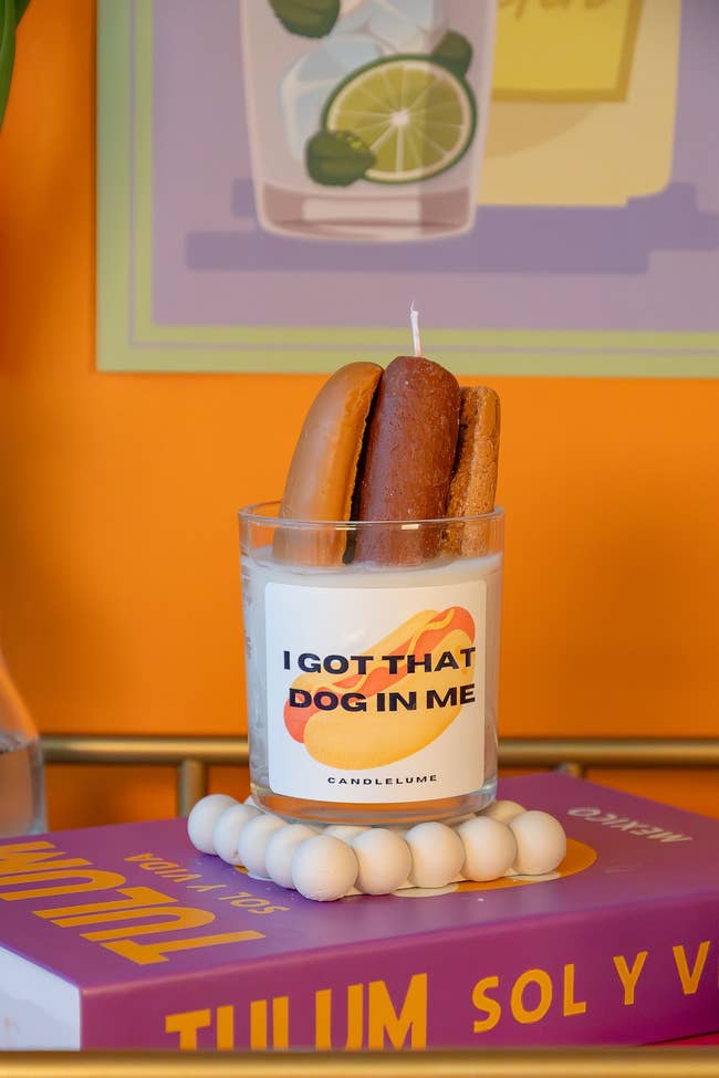 3D blistery canine successful candle labeled