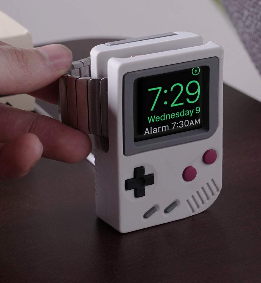 The Apple Watch stand designed to look like the old Game Boy.