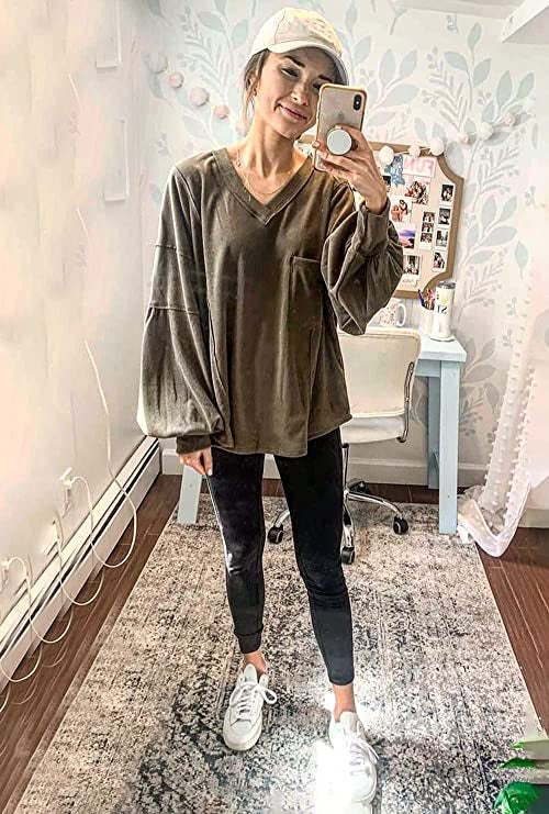 REORIAFEE Trendy Fall Clothes for Women 2022 Tiktok Casual Shirt V