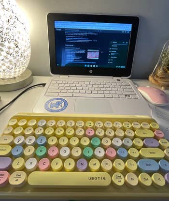 reviewer image of multi colored pastel keyboard