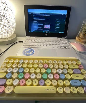 reviewer image of multi colored pastel keyboard