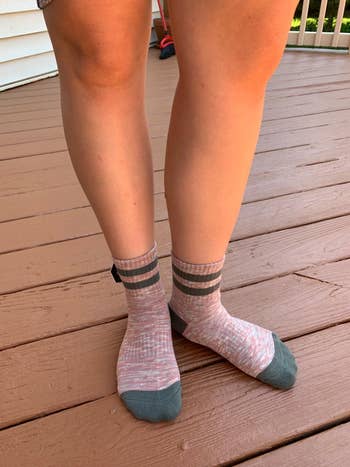 reviewer wearing hiking socks