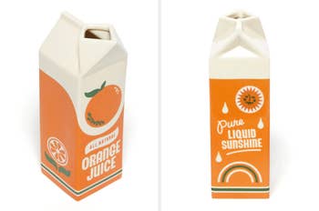 Front and back view of product with graphic of oranges on each side