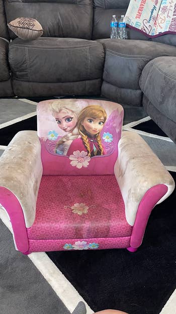 a dirty children's armchair