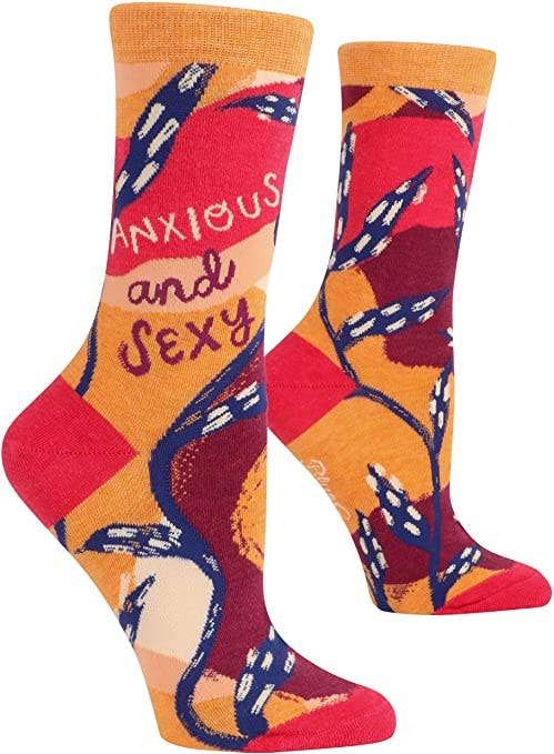 abstract print socks with text 
