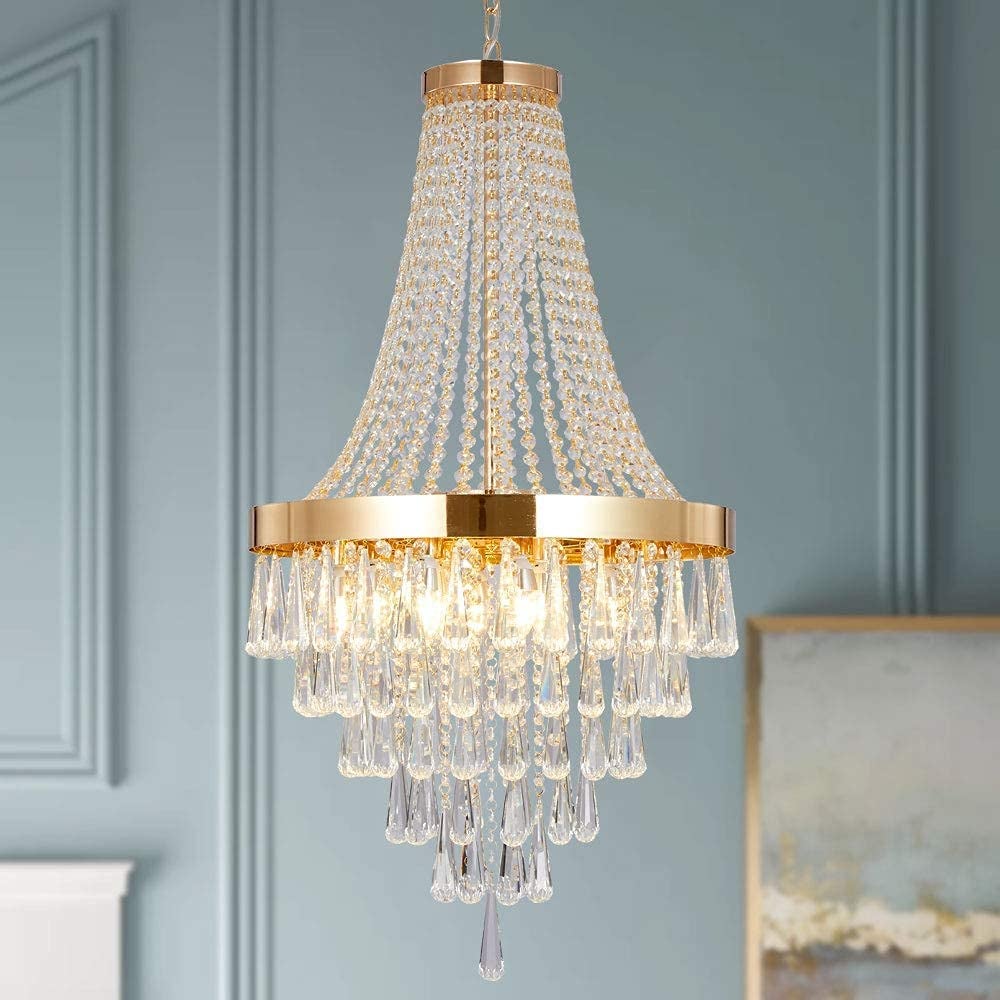 the gold and glass chandelier