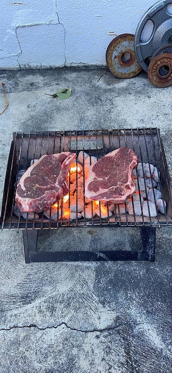 two steaks on the grill