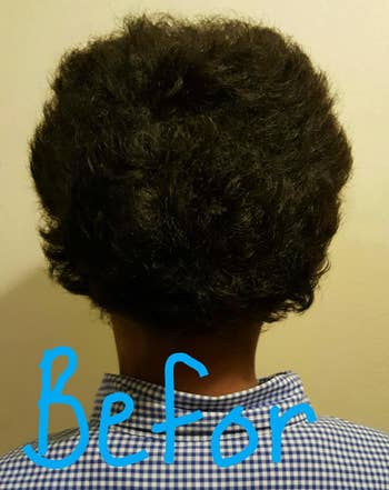 the back of a reviewer head showing their hair 