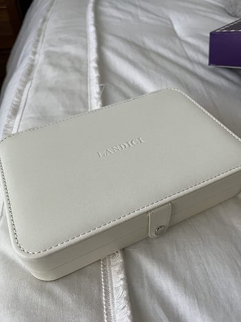 reviewer photo of a closed white jewelry box