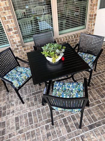 the dining set on a patio