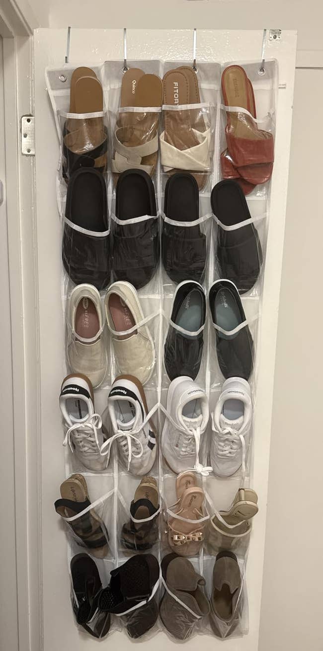 The footwear organizer hanging connected a door