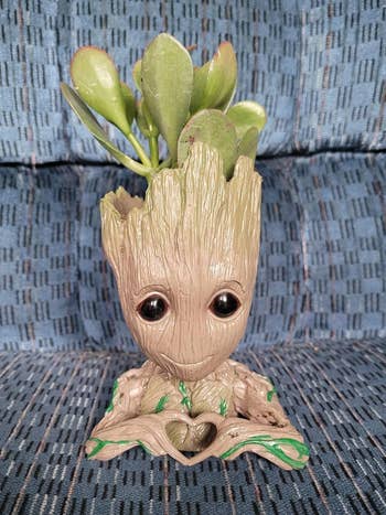 reviewers Groot planter with hands in the shape of a heart and a plant growing out its head