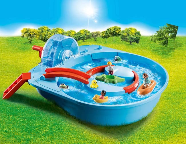 Blue and red plastic Playmobil water toy 