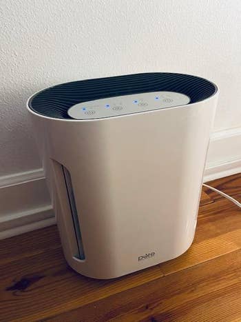reviewer's air purifier in room