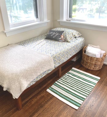 reviewer photo of wooden platform twin bed frame
