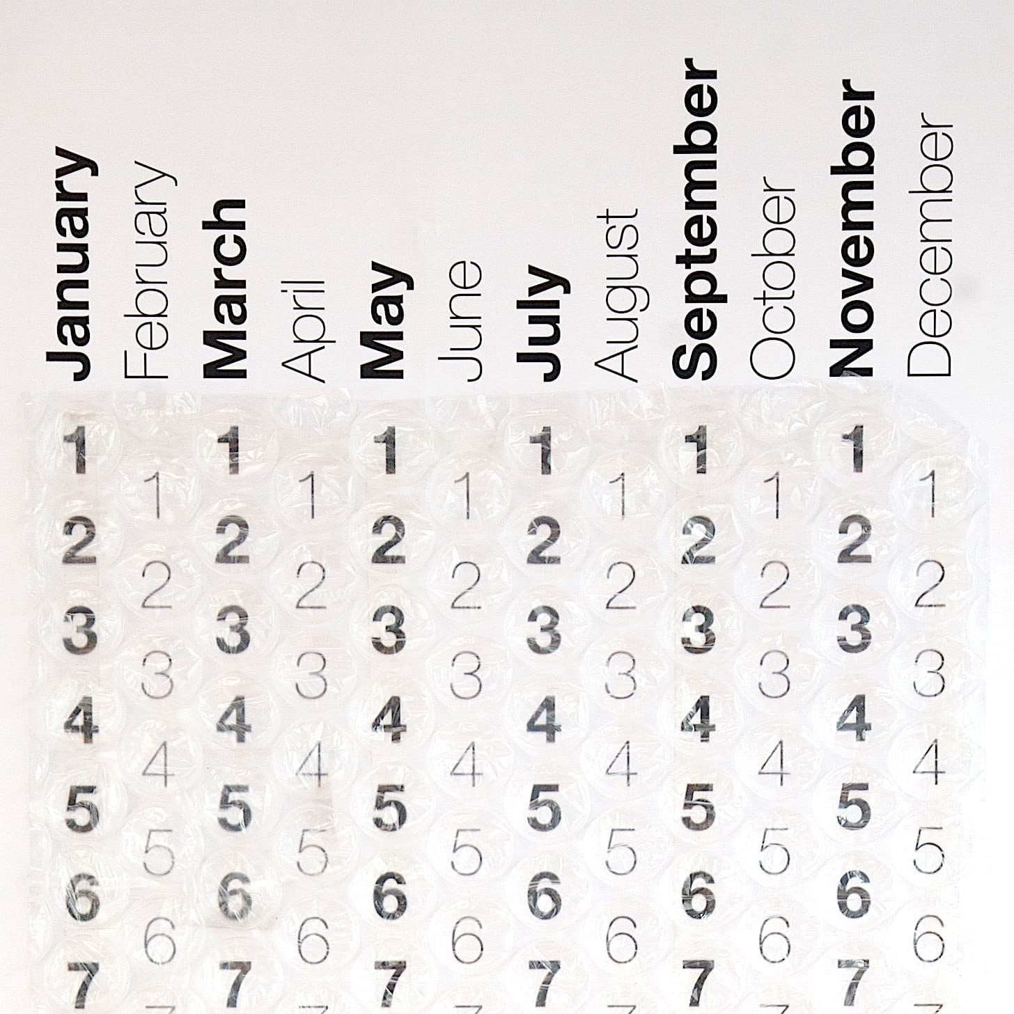 calendar with bubbles over each date