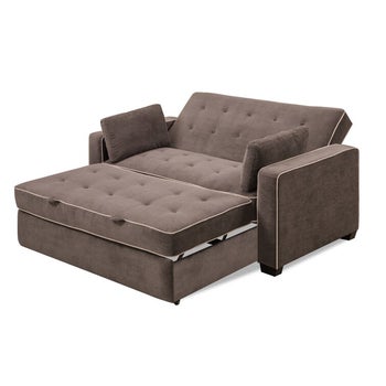 the reclined brown full sized sleeper sofa