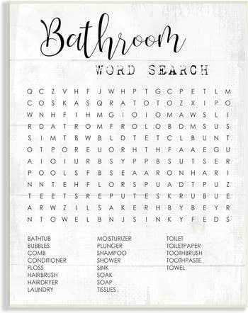 close up of bathroom word search