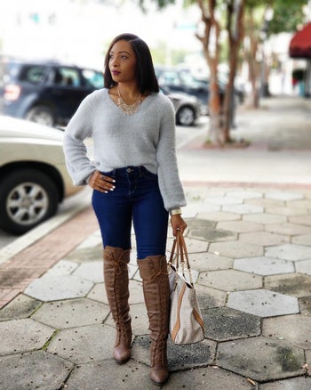 a different reviewer wearing the boots