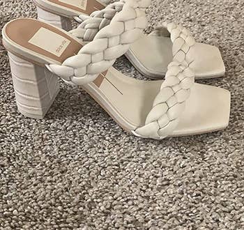 reviewer photo of the ivory heeled sandals