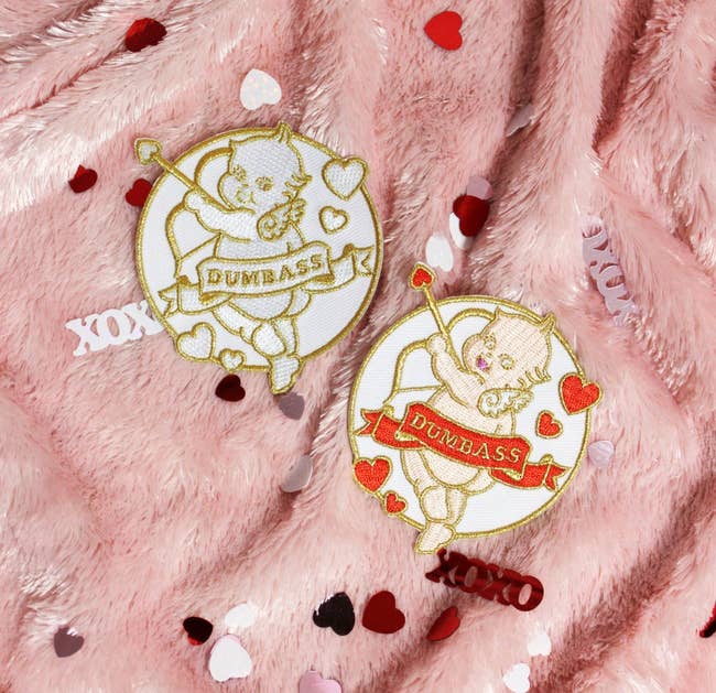 cupid patches that say dumbass