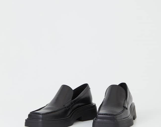 the black square-toe loafers