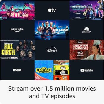 a collage of panels showing different streaming platforms and content available to watch and text reading 