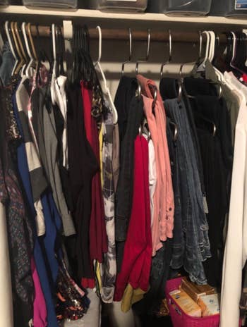 sam reviewer's closet now less crowded with multiple pairs of pants on each special pants hanger