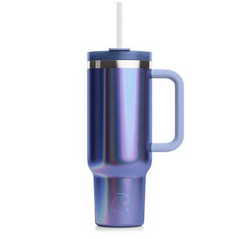 holographic purple tumbler with straw
