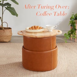 the same ottoman now as a side table