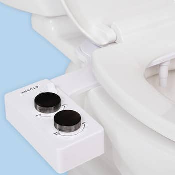 the tushy bidet attached to a toilet