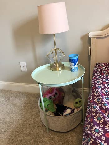 reviewer photo of pastel green round nightstand