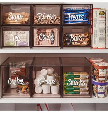 reviewers organized pantry using stackable organizers