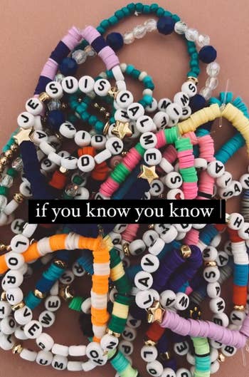 a pile of beaded bracelets made by a buzzfeed editor