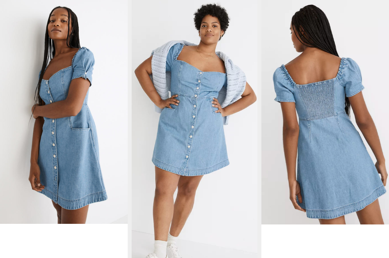 Perfectly Pleased Denim Print Mini Dress (Blue)- FINAL SALE – Lilly's Kloset