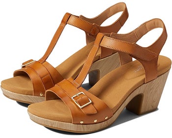 product image of brown t-strap sandals