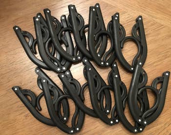 a reviewer photo of the hangers folded up 