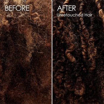 Before and after picture showing how damage hair was repaired after using Olaplex No3