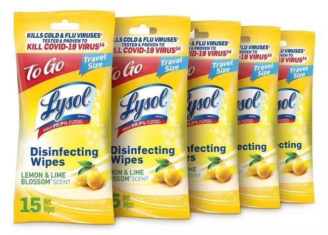Lysol travel wipes in Lemon Lime scent