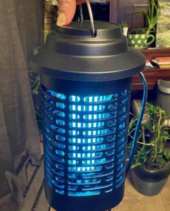 image of reviewer holding bug zapper