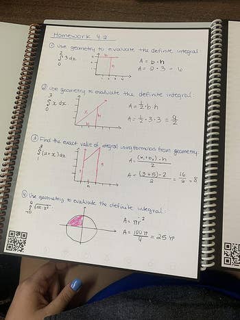 the rocketbook with math homework done on a page