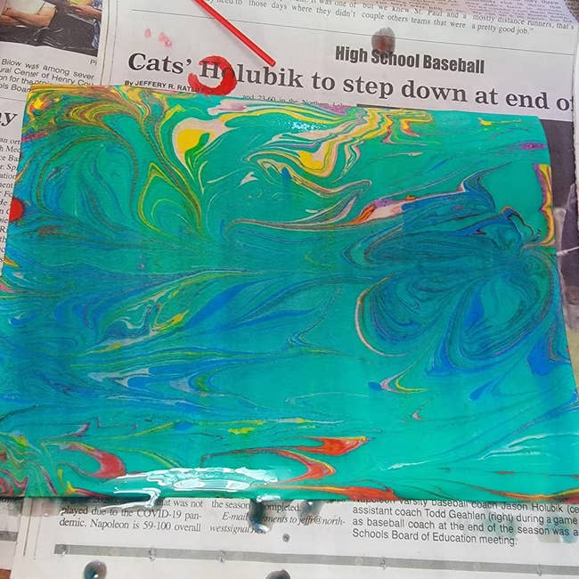 painted marbled portion   of paper