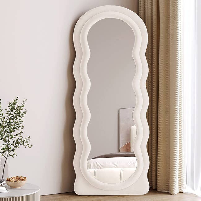 wavy full-length mirror in the corner of a room Irregular Wavy