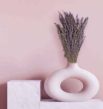 lavender bundle in a pink vase