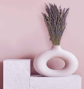 lavender bundle in a pink vase