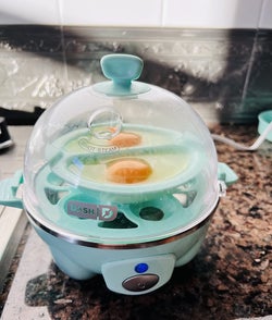 Reviewer pic of the Egg cooker making poached eggs