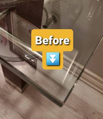 a glass table with a sharp edge