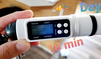 a different reviewer holding the jump rope in white