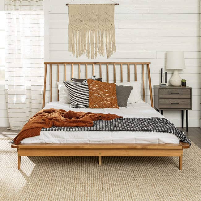 the wooden spindle bed