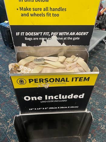 The bag inside the personal item box of spirit airlines